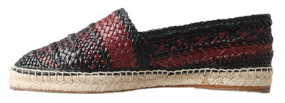 Dolce & Gabbana Black Bordeaux Buffalo Leather Espadrille Shoes - SMARTMARTNZ