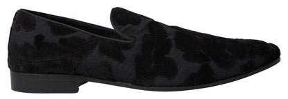 Dolce & Gabbana Black Brocade Loafers Formal Shoes - SMARTMARTNZ