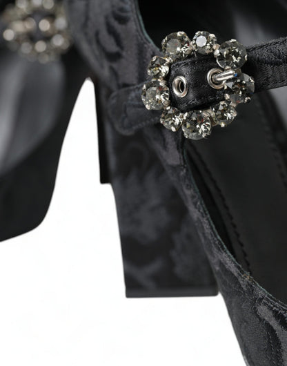 Dolce & Gabbana Black Brocade Mary Janes Heels Pumps Shoes - SMARTMARTNZ