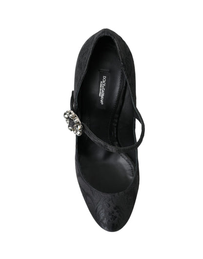 Dolce & Gabbana Black Brocade Mary Janes Heels Pumps Shoes - SMARTMARTNZ