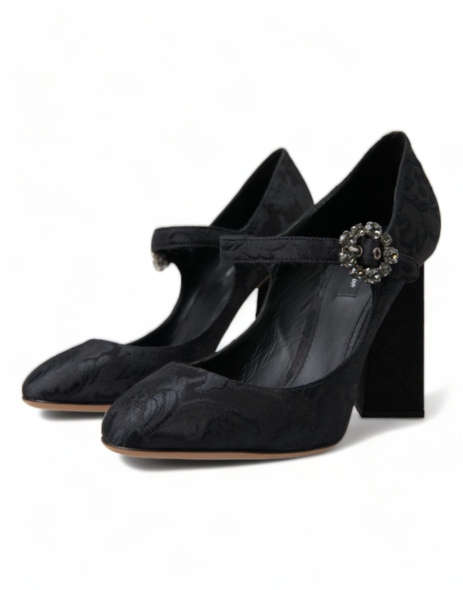 Dolce & Gabbana Black Brocade Mary Janes Heels Pumps Shoes - SMARTMARTNZ