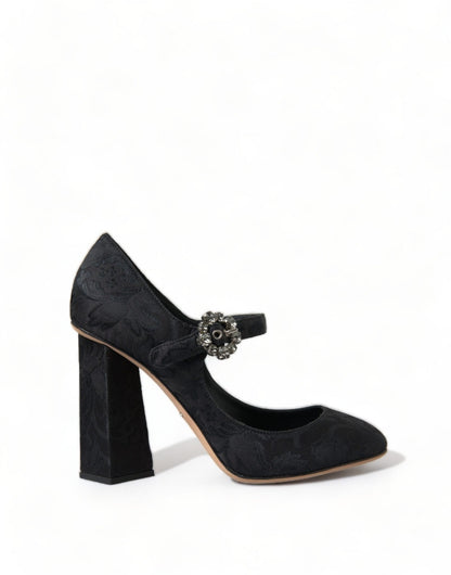 Dolce & Gabbana Black Brocade Mary Janes Heels Pumps Shoes - SMARTMARTNZ