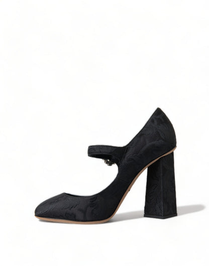 Dolce & Gabbana Black Brocade Mary Janes Heels Pumps Shoes - SMARTMARTNZ