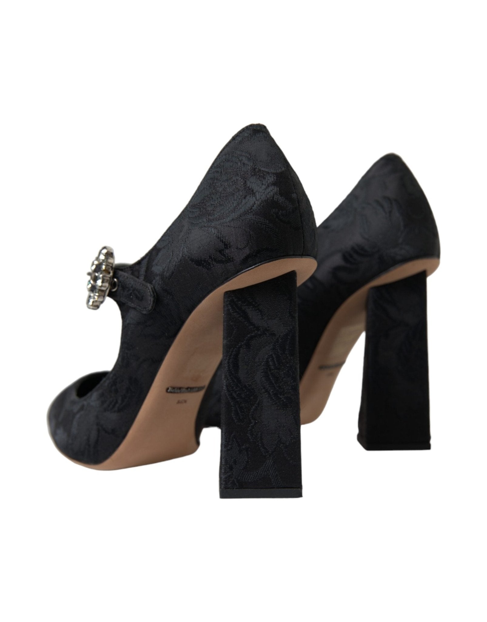 Dolce & Gabbana Black Brocade Mary Janes Heels Pumps Shoes - SMARTMARTNZ