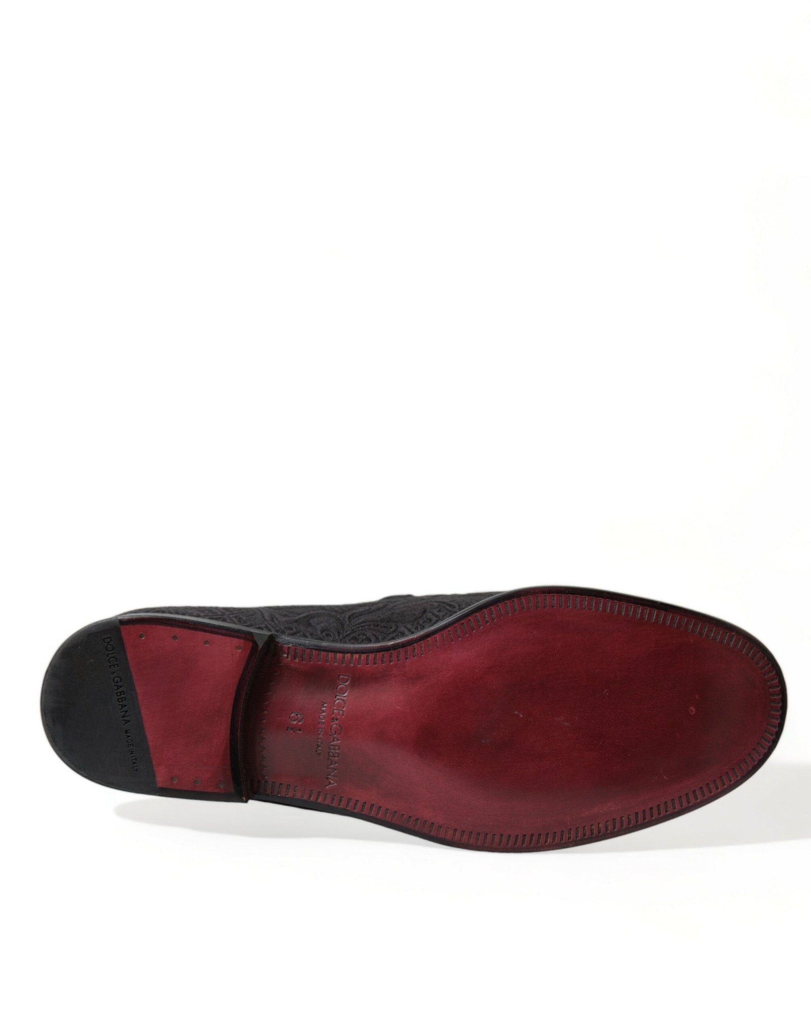Dolce & Gabbana Black Brocade Men Slip On Loafer Dress Shoes - SMARTMARTNZ