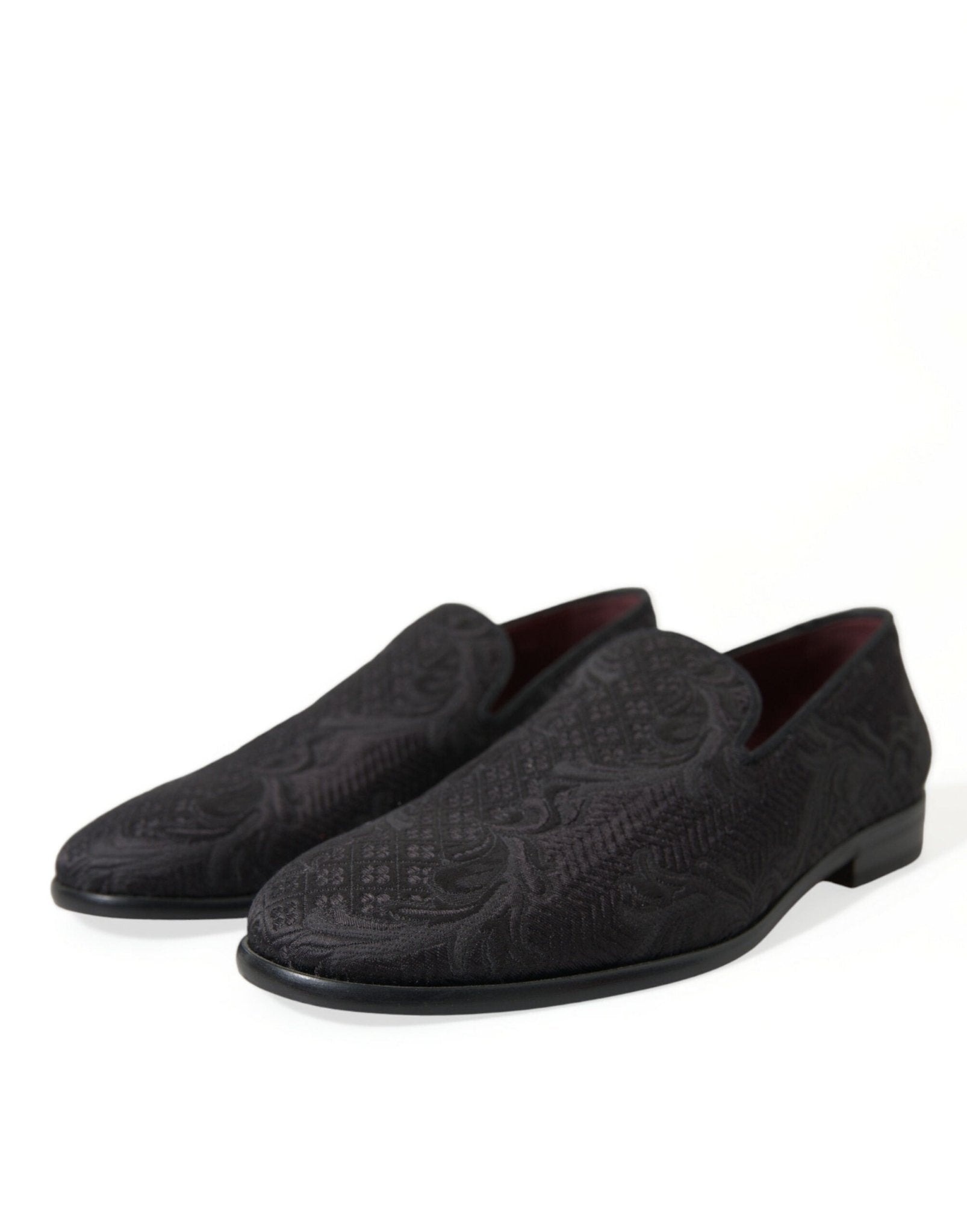 Dolce & Gabbana Black Brocade Men Slip On Loafer Dress Shoes - SMARTMARTNZ