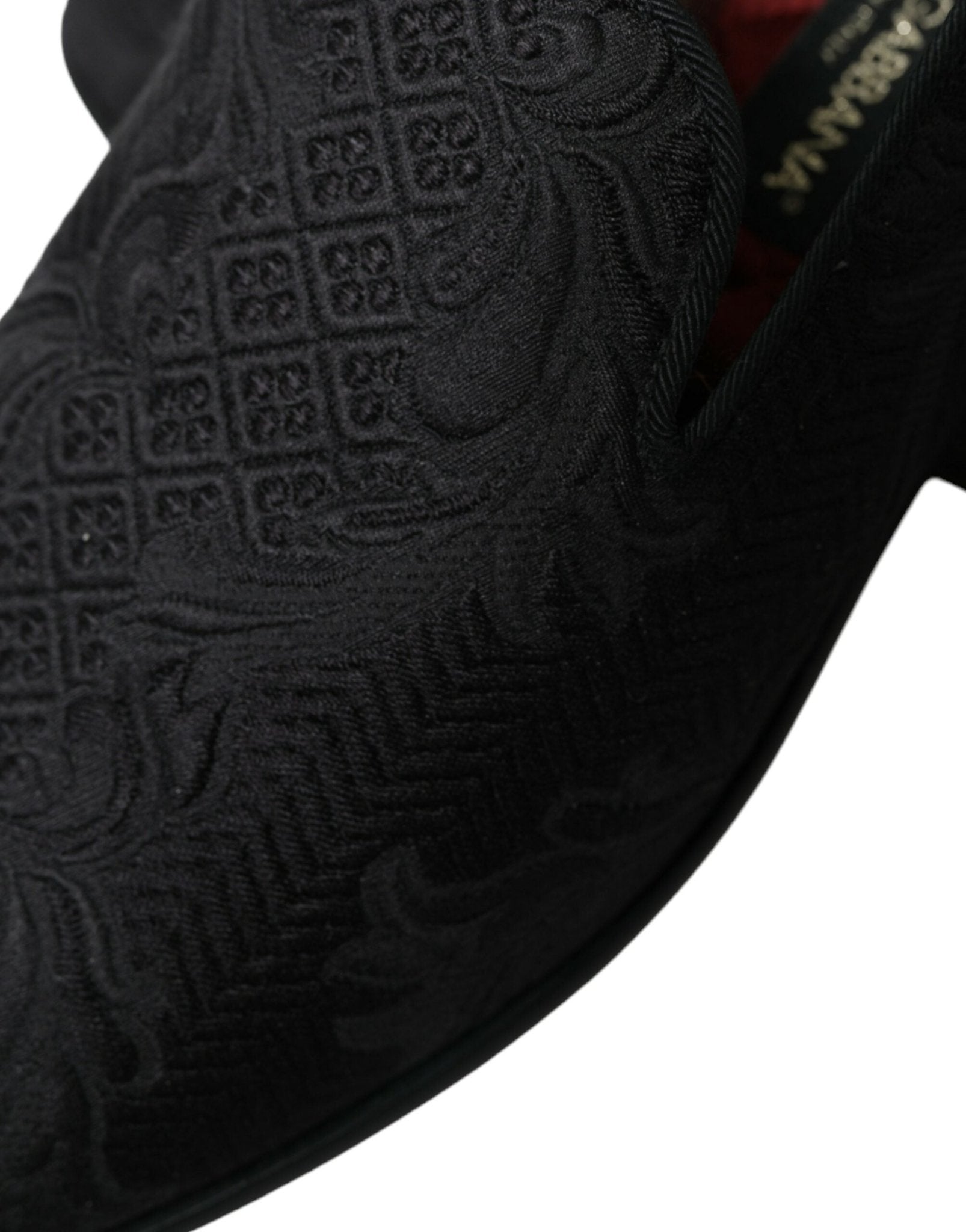 Dolce & Gabbana Black Brocade Men Slip On Loafer Dress Shoes - SMARTMARTNZ