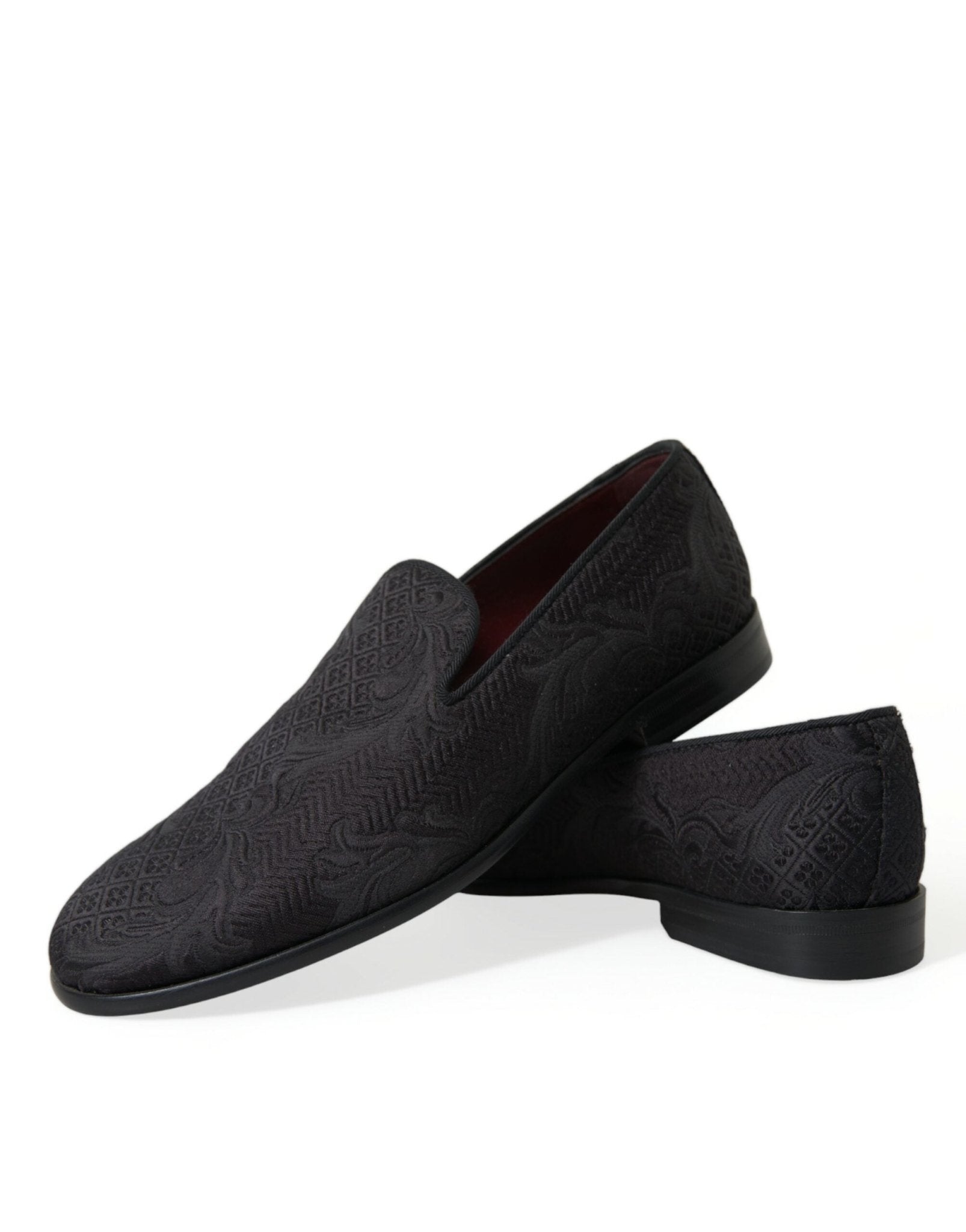 Dolce & Gabbana Black Brocade Men Slip On Loafer Dress Shoes - SMARTMARTNZ