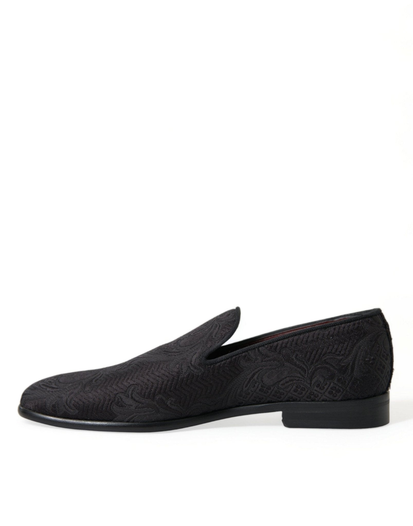 Dolce & Gabbana Black Brocade Men Slip On Loafer Dress Shoes - SMARTMARTNZ