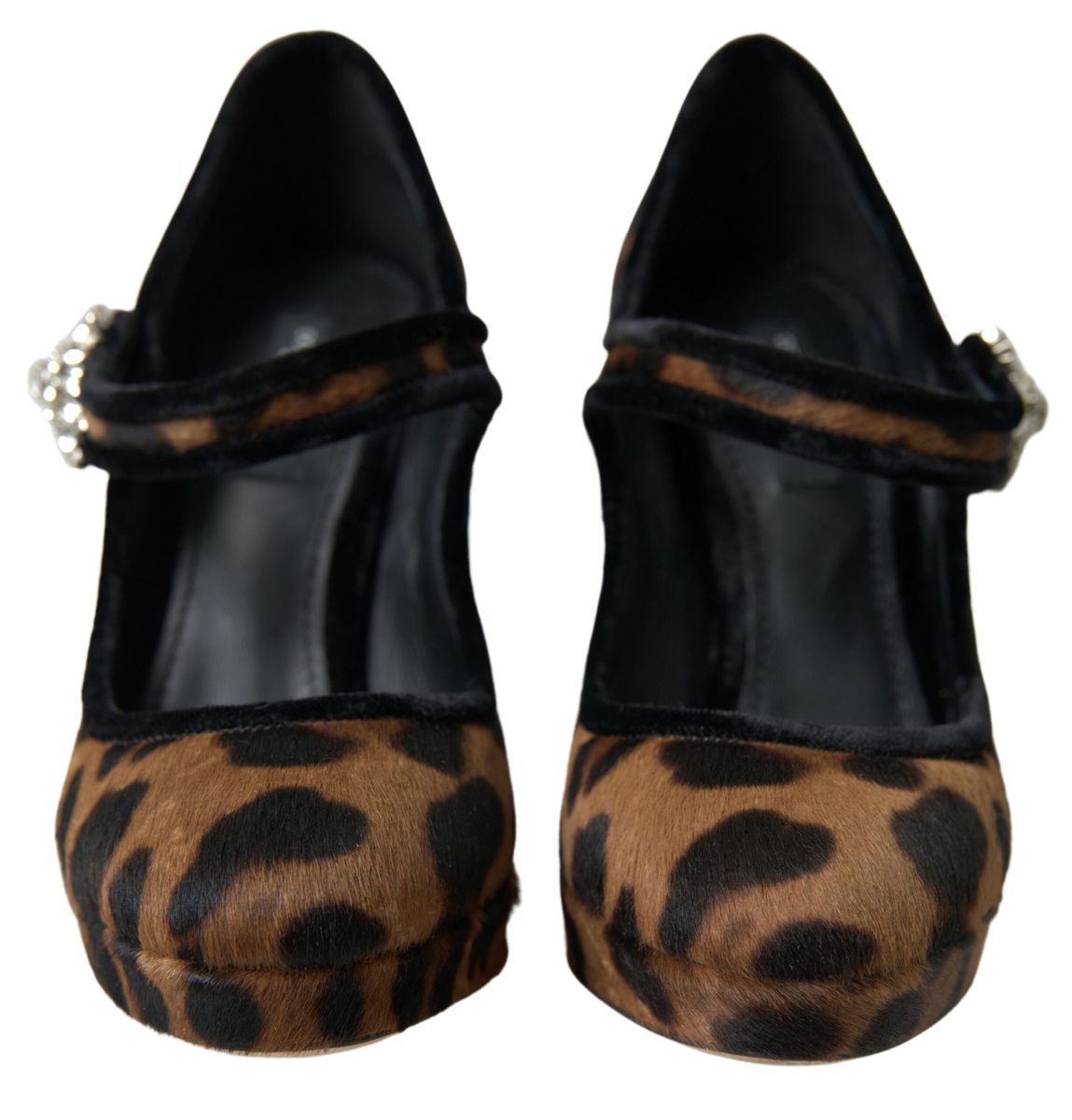Dolce & Gabbana Black Brown Calf Leopard Heel Mary Jane Pump Shoes - SMARTMARTNZ