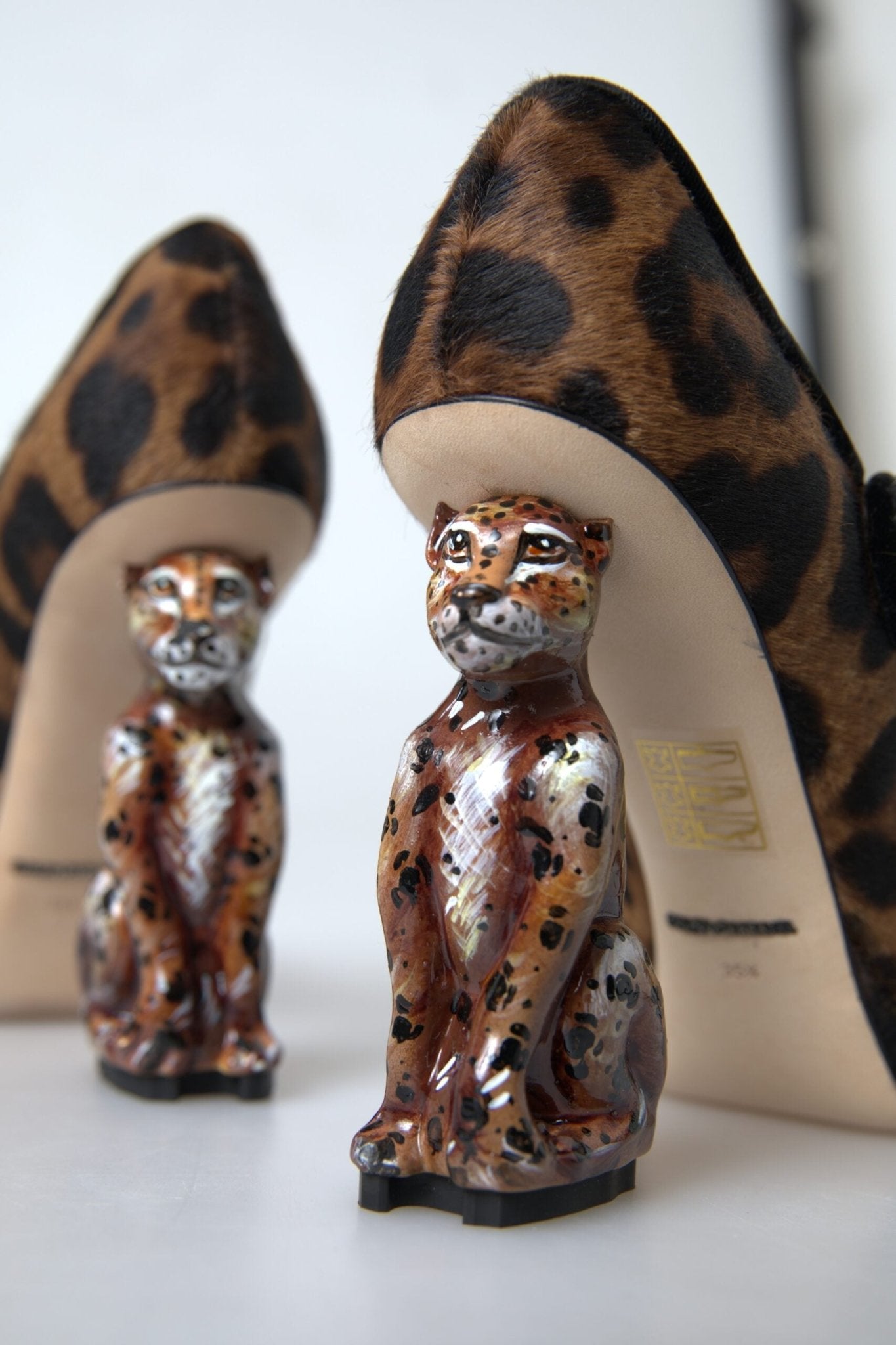 Dolce & Gabbana Black Brown Calf Leopard Heel Mary Jane Pump Shoes - SMARTMARTNZ