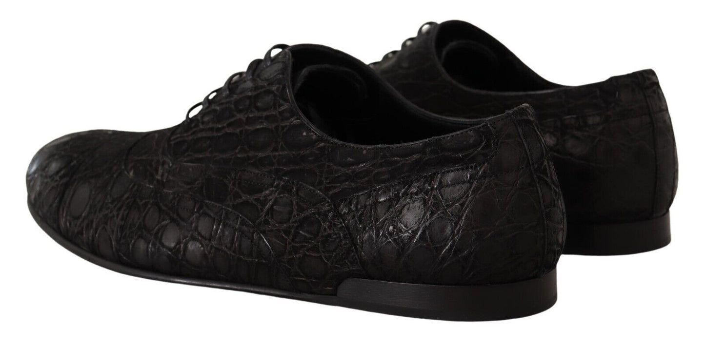 Dolce & Gabbana Black Caiman Leather Mens Oxford Shoes - SMARTMARTNZ