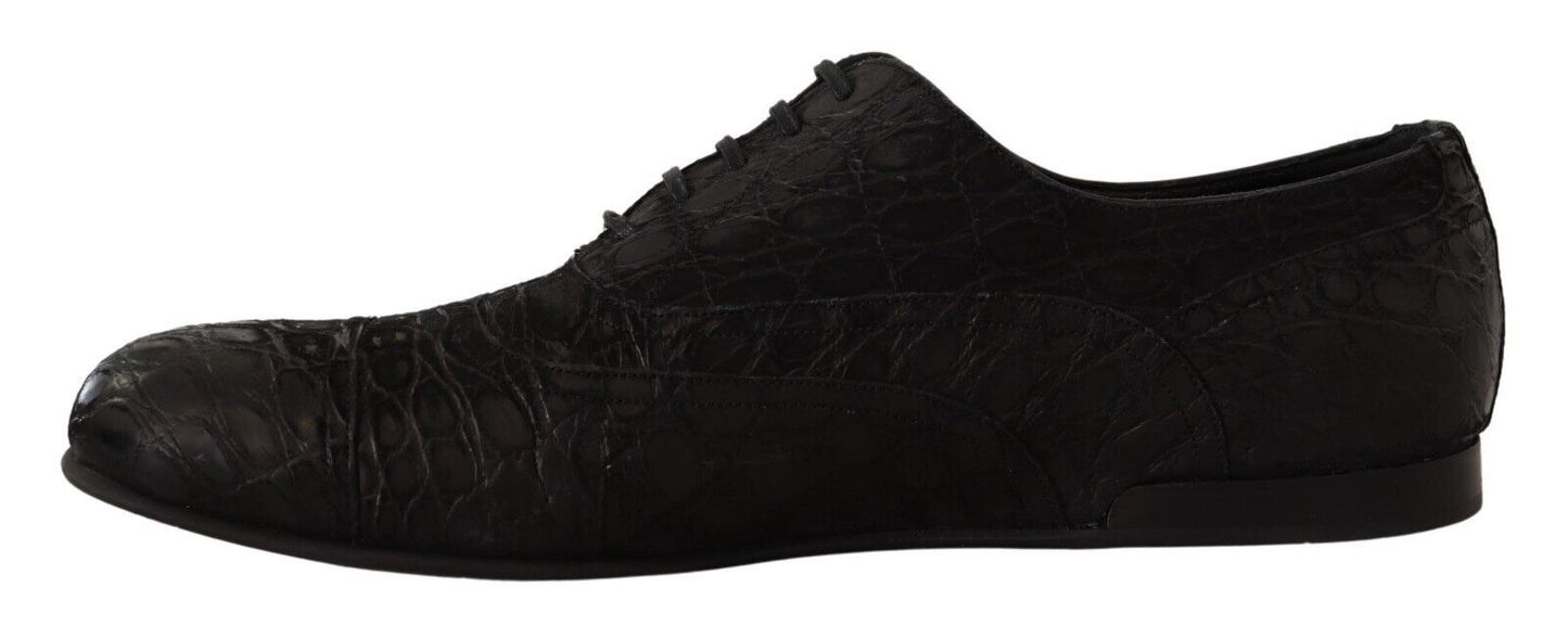Dolce & Gabbana Black Caiman Leather Mens Oxford Shoes - SMARTMARTNZ