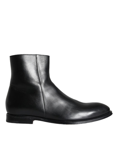Dolce & Gabbana Black Calf Leather Men Ankle Boots Men Shoes - SMARTMARTNZ