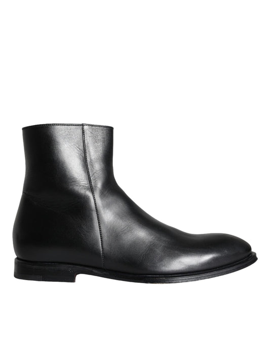 Dolce & Gabbana Black Calf Leather Men Ankle Boots Men Shoes - SMARTMARTNZ