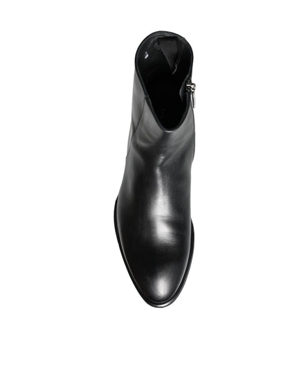 Dolce & Gabbana Black Calf Leather Men Ankle Boots Men Shoes - SMARTMARTNZ