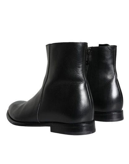 Dolce & Gabbana Black Calf Leather Men Ankle Boots Men Shoes - SMARTMARTNZ