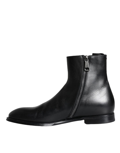 Dolce & Gabbana Black Calf Leather Men Ankle Boots Men Shoes - SMARTMARTNZ