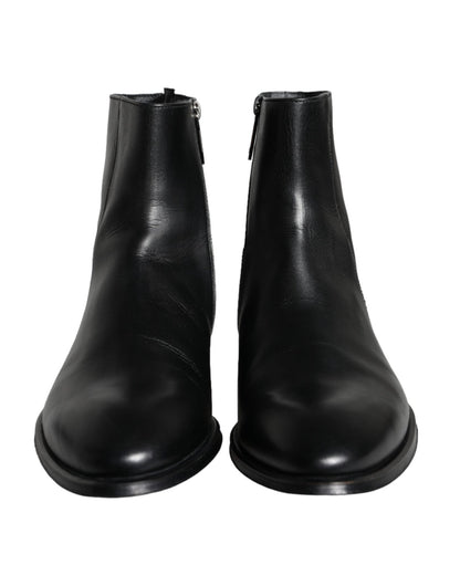 Dolce & Gabbana Black Calf Leather Men Ankle Boots Men Shoes - SMARTMARTNZ