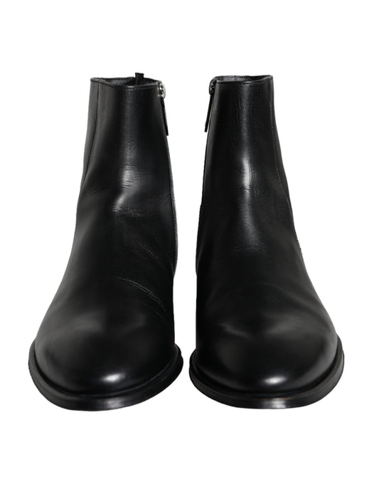 Dolce & Gabbana Black Calf Leather Men Ankle Boots Men Shoes - SMARTMARTNZ
