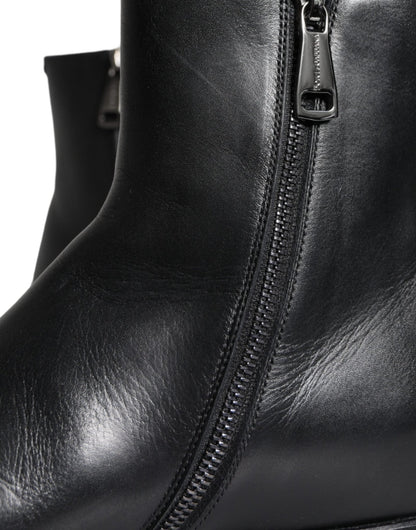 Dolce & Gabbana Black Calf Leather Men Ankle Boots Men Shoes - SMARTMARTNZ