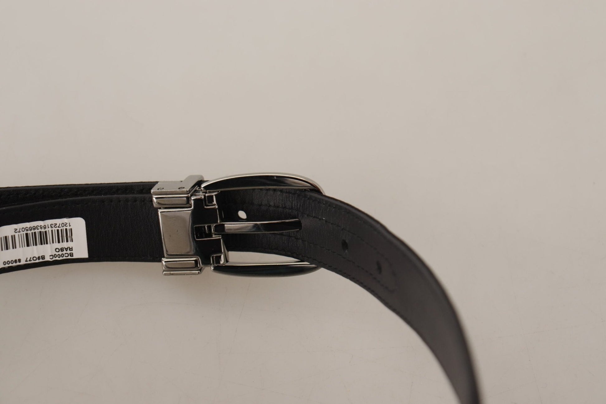 Dolce & Gabbana Black Calf Leather Silver Logo Metal Buckle Belt - SMARTMARTNZ
