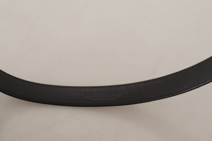 Dolce & Gabbana Black Calf Leather Silver Logo Metal Buckle Belt - SMARTMARTNZ