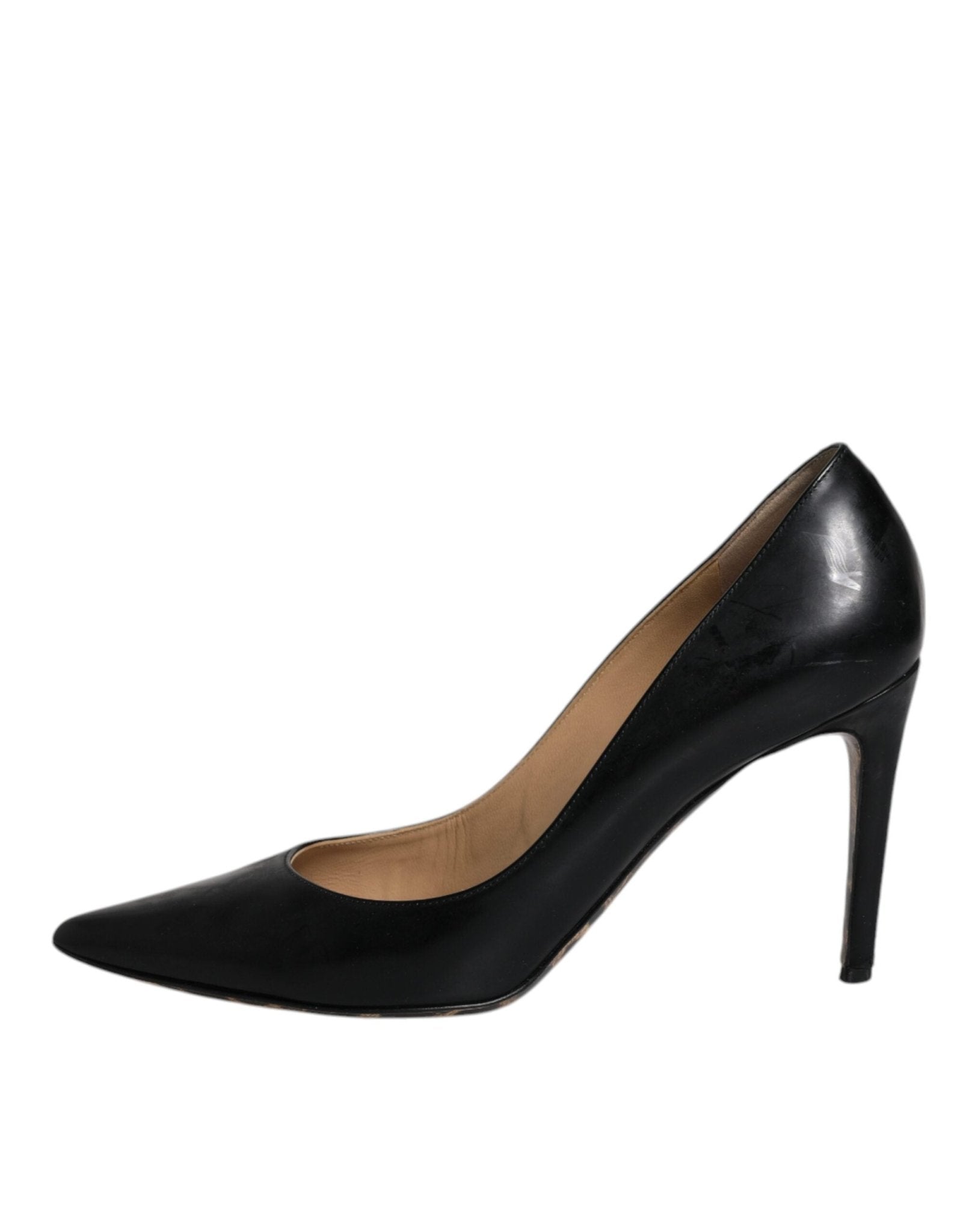 Dolce & Gabbana Black Calf Leather Stiletto Heels Pumps Shoes - SMARTMARTNZ