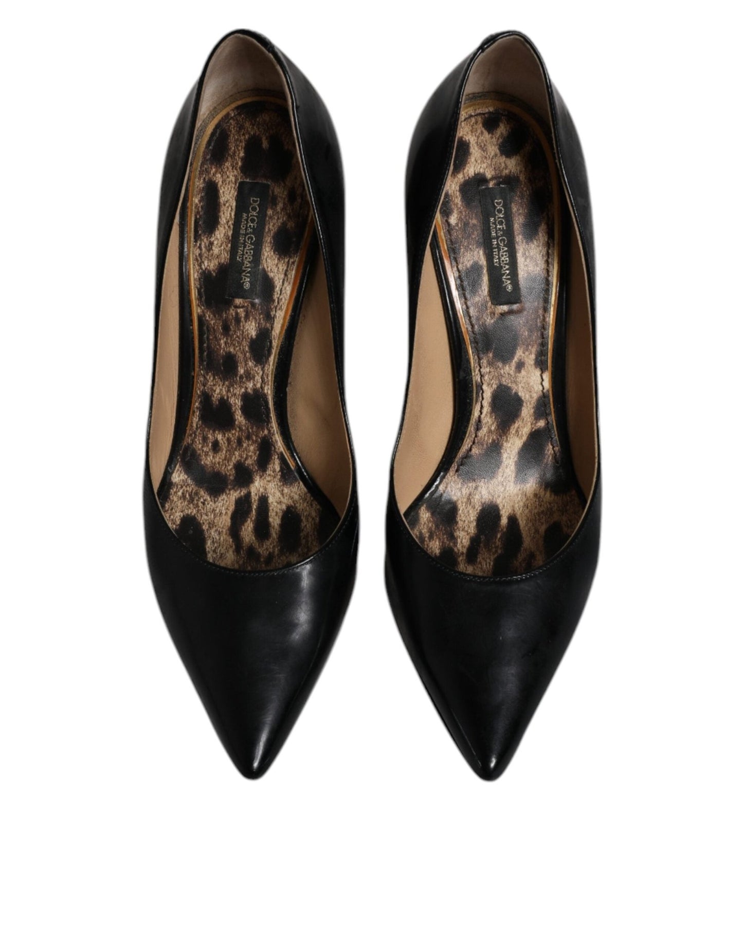 Dolce & Gabbana Black Calf Leather Stiletto Heels Pumps Shoes - SMARTMARTNZ
