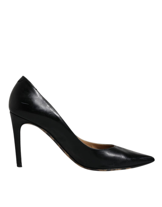 Dolce & Gabbana Black Calf Leather Stiletto Heels Pumps Shoes - SMARTMARTNZ