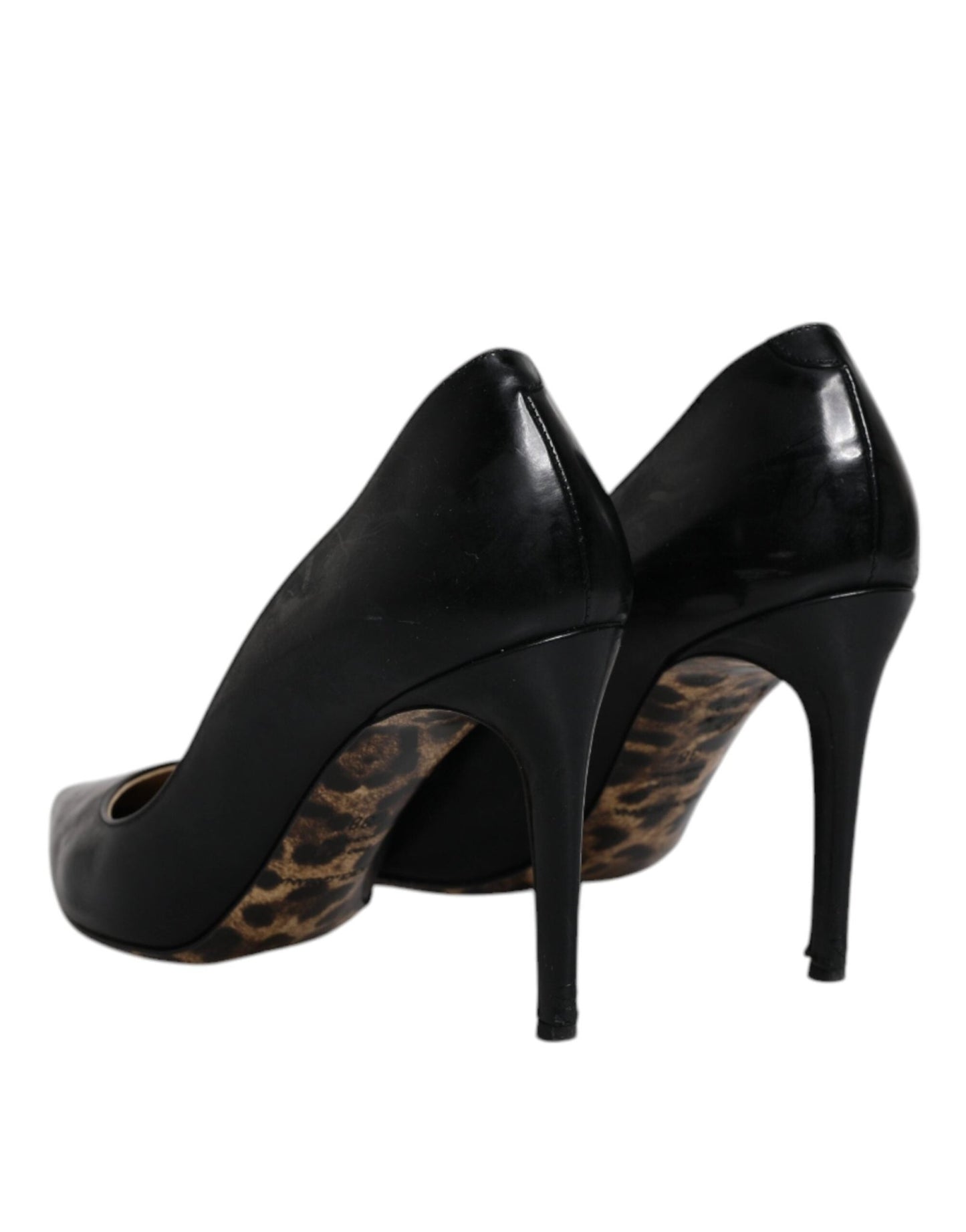Dolce & Gabbana Black Calf Leather Stiletto Heels Pumps Shoes - SMARTMARTNZ