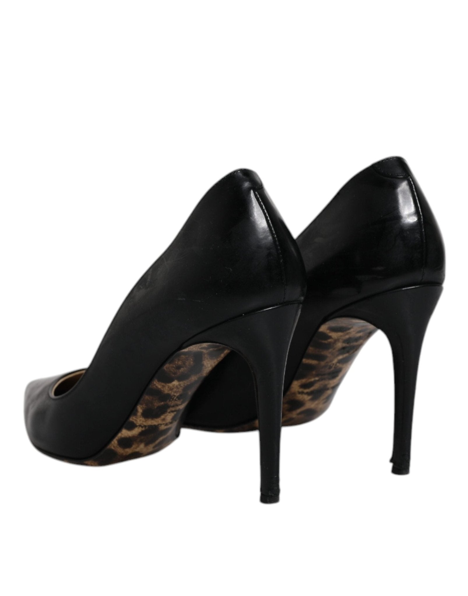 Dolce & Gabbana Black Calf Leather Stiletto Heels Pumps Shoes - SMARTMARTNZ