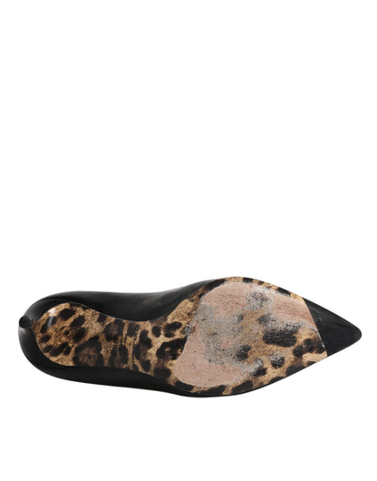 Dolce & Gabbana Black Calf Leather Stiletto Heels Pumps Shoes - SMARTMARTNZ
