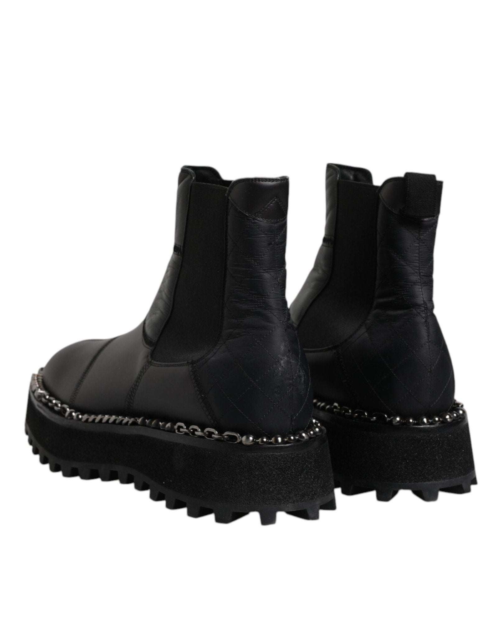 Dolce & Gabbana Black Chelsea Boots Leather Slip On Shoes - SMARTMARTNZ