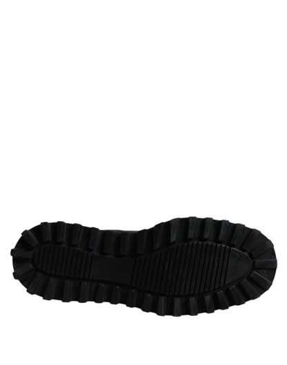 Dolce & Gabbana Black Chelsea Boots Leather Slip On Shoes - SMARTMARTNZ