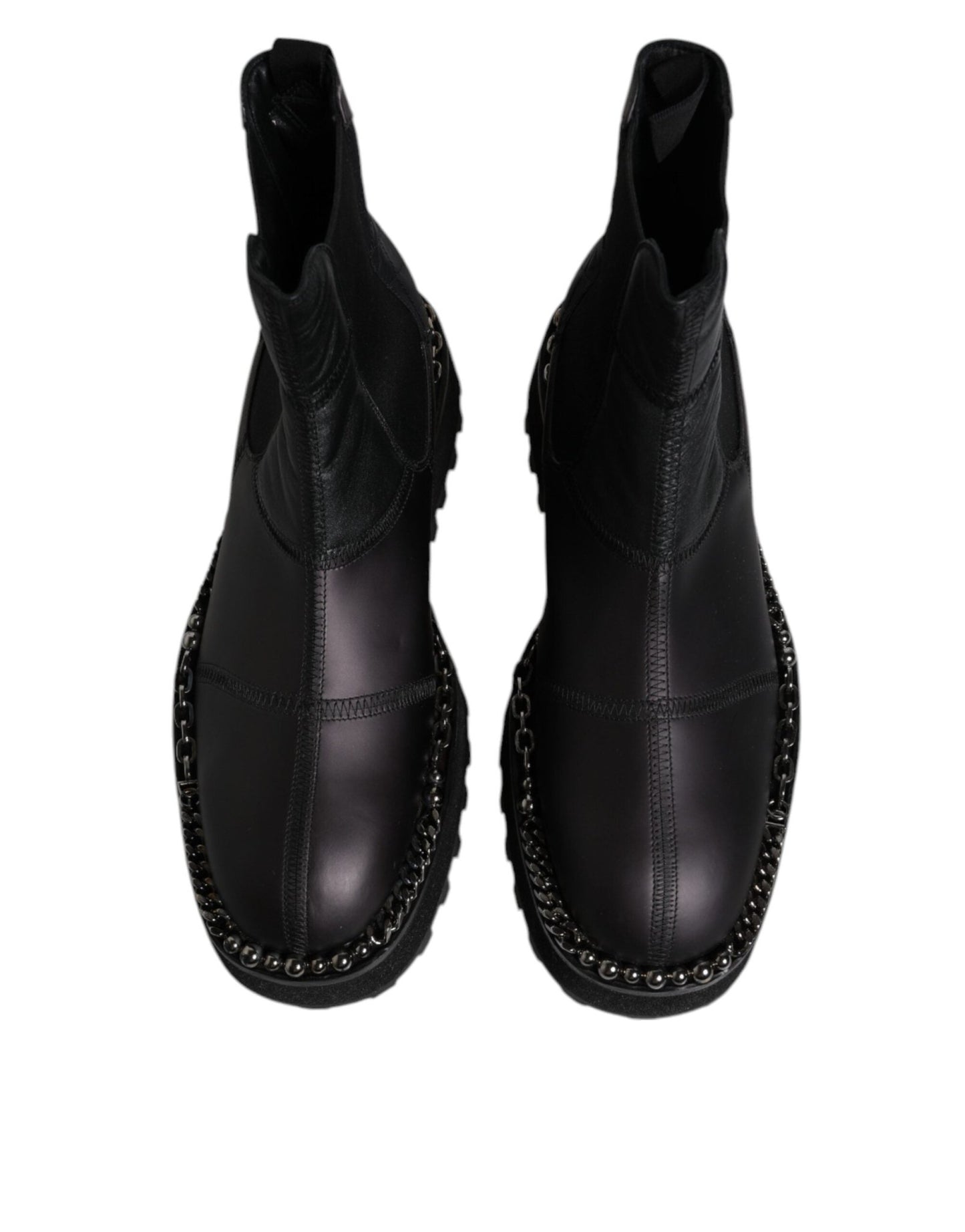 Dolce & Gabbana Black Chelsea Boots Leather Slip On Shoes - SMARTMARTNZ