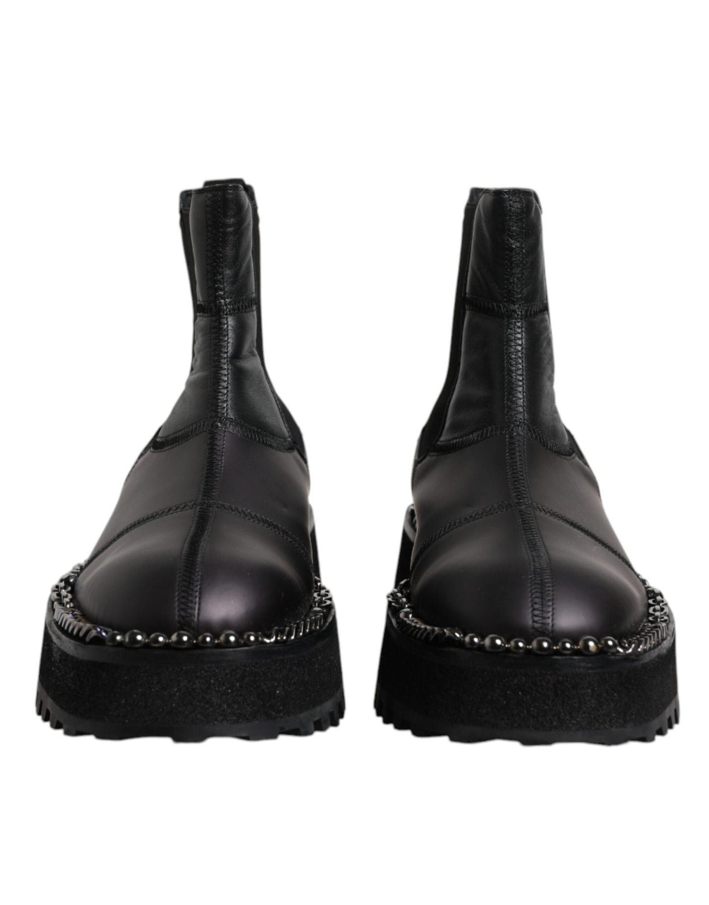 Dolce & Gabbana Black Chelsea Boots Leather Slip On Shoes - SMARTMARTNZ