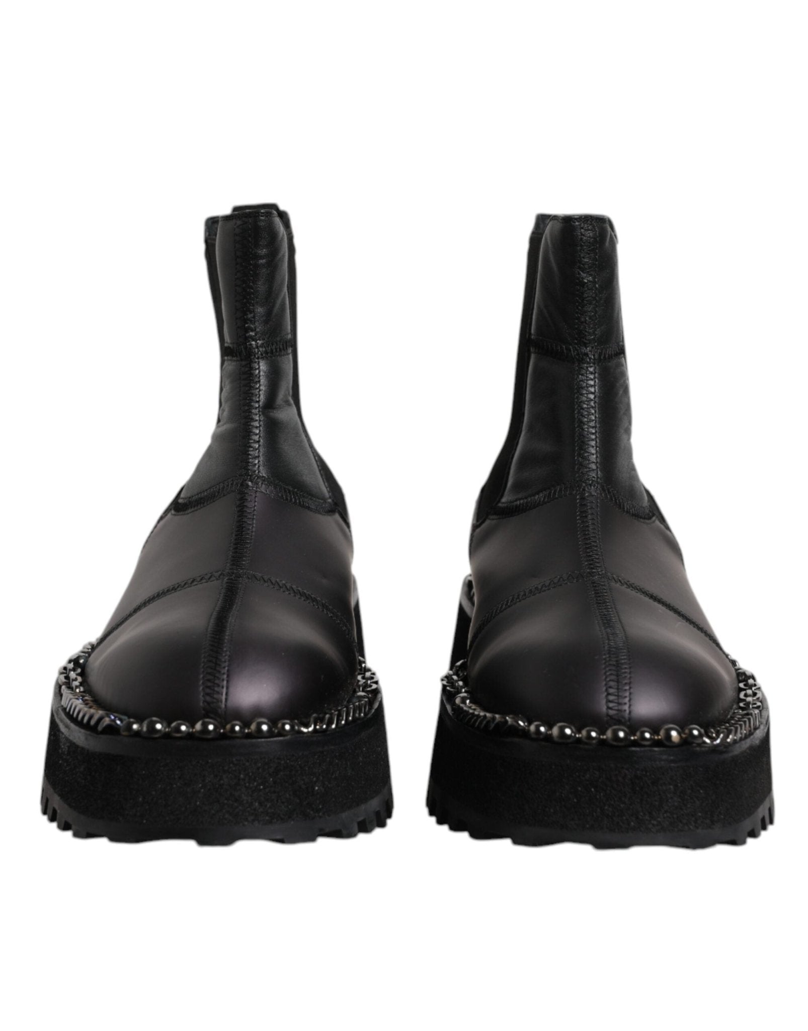 Dolce & Gabbana Black Chelsea Boots Leather Slip On Shoes - SMARTMARTNZ