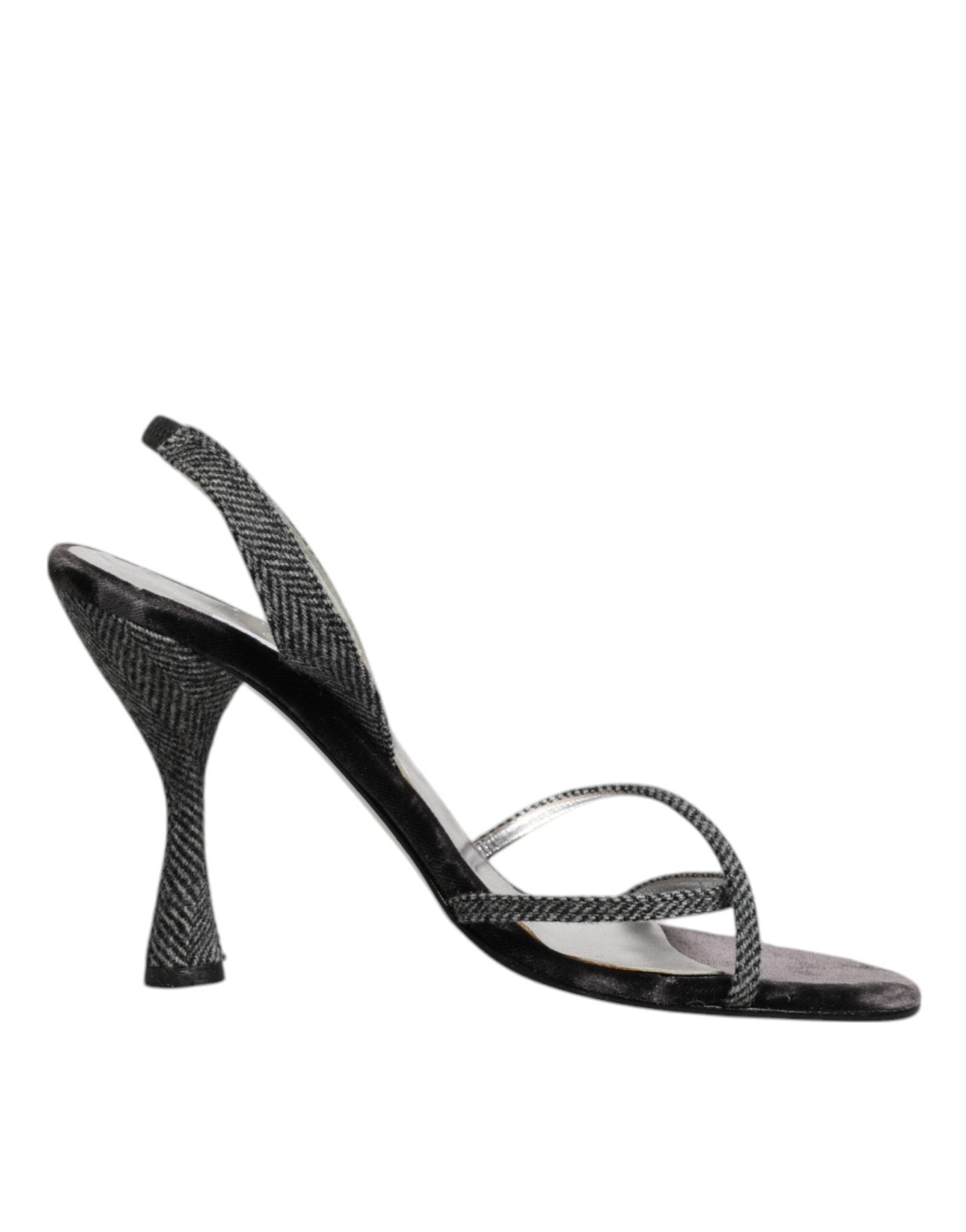 Dolce & Gabbana Black Chevron High Heels Sandals Shoes - SMARTMARTNZ