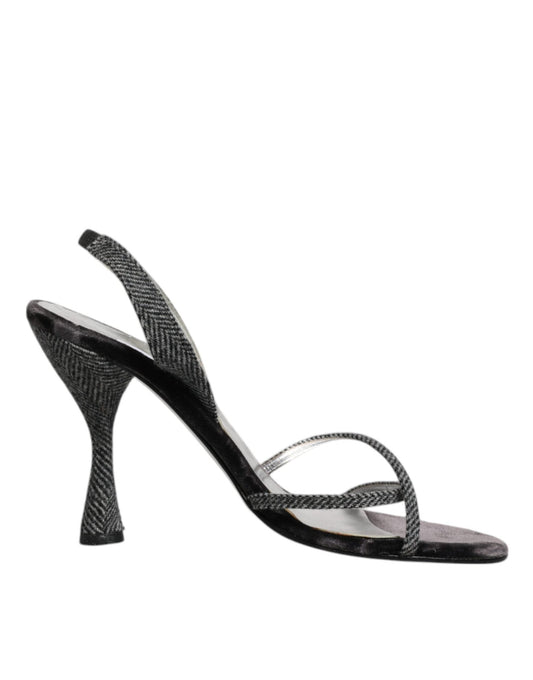 Dolce & Gabbana Black Chevron High Heels Sandals Shoes - SMARTMARTNZ