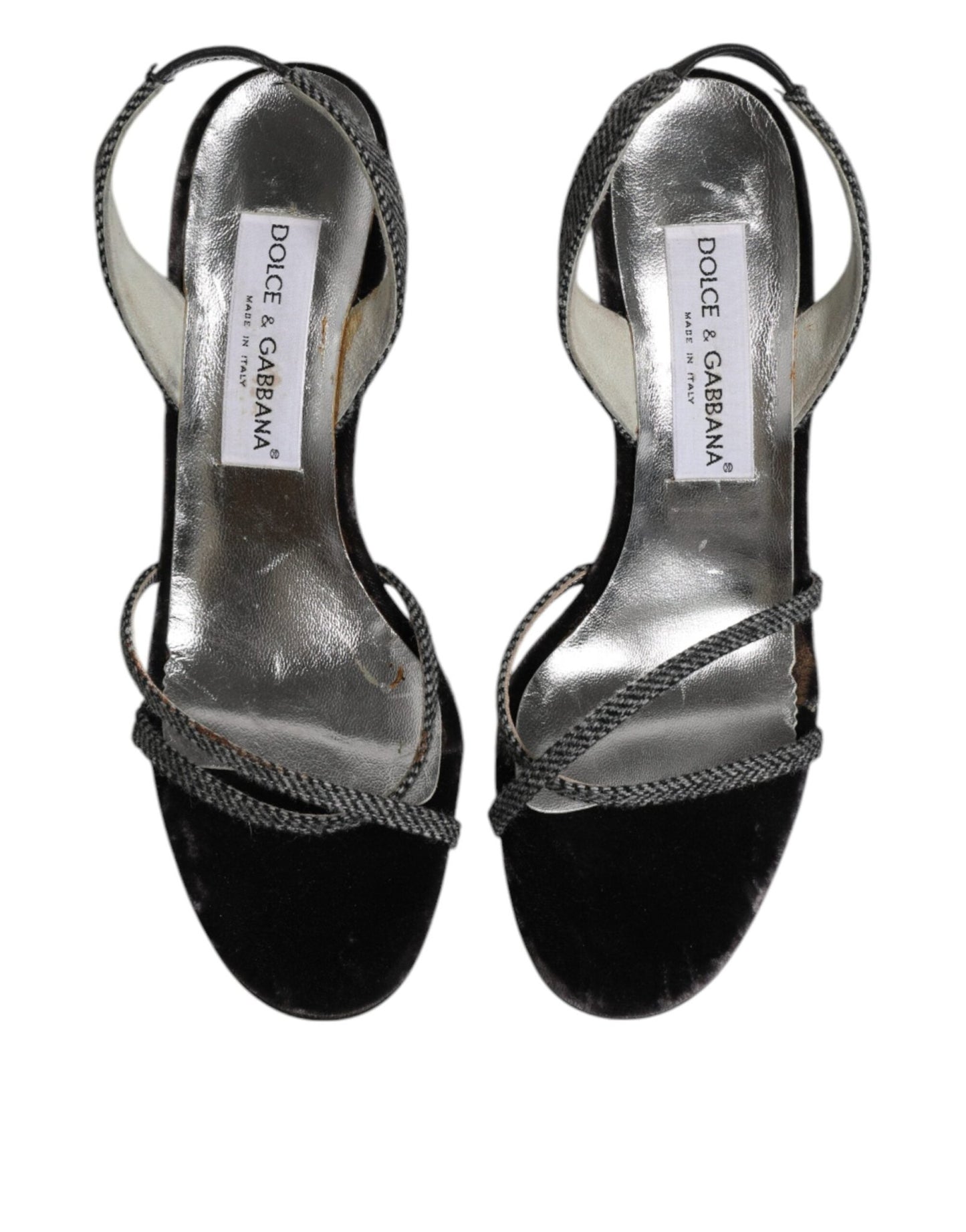 Dolce & Gabbana Black Chevron High Heels Sandals Shoes - SMARTMARTNZ