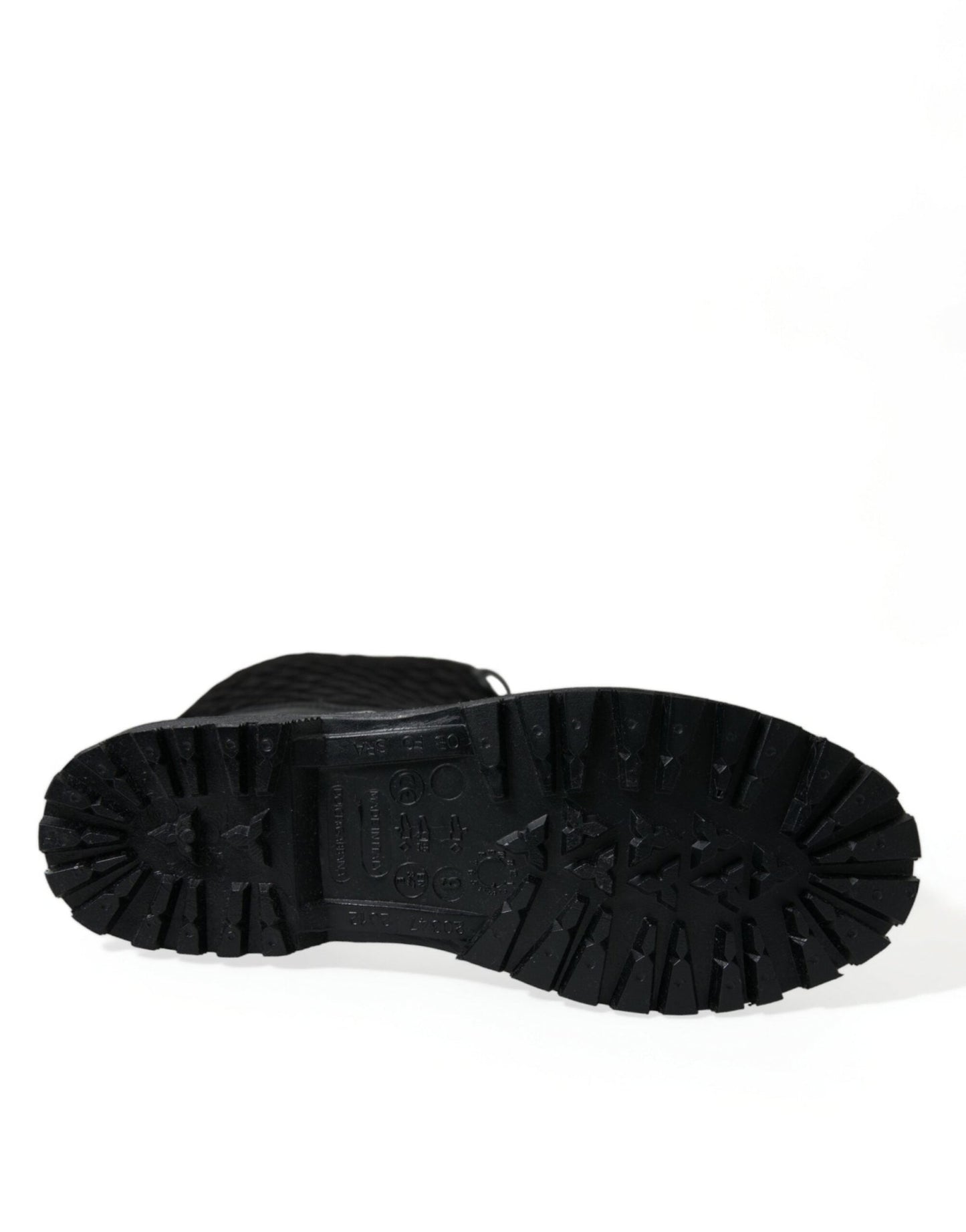 Dolce & Gabbana Black Chioggia Rubber Suede Rain Boots Shoes - SMARTMARTNZ