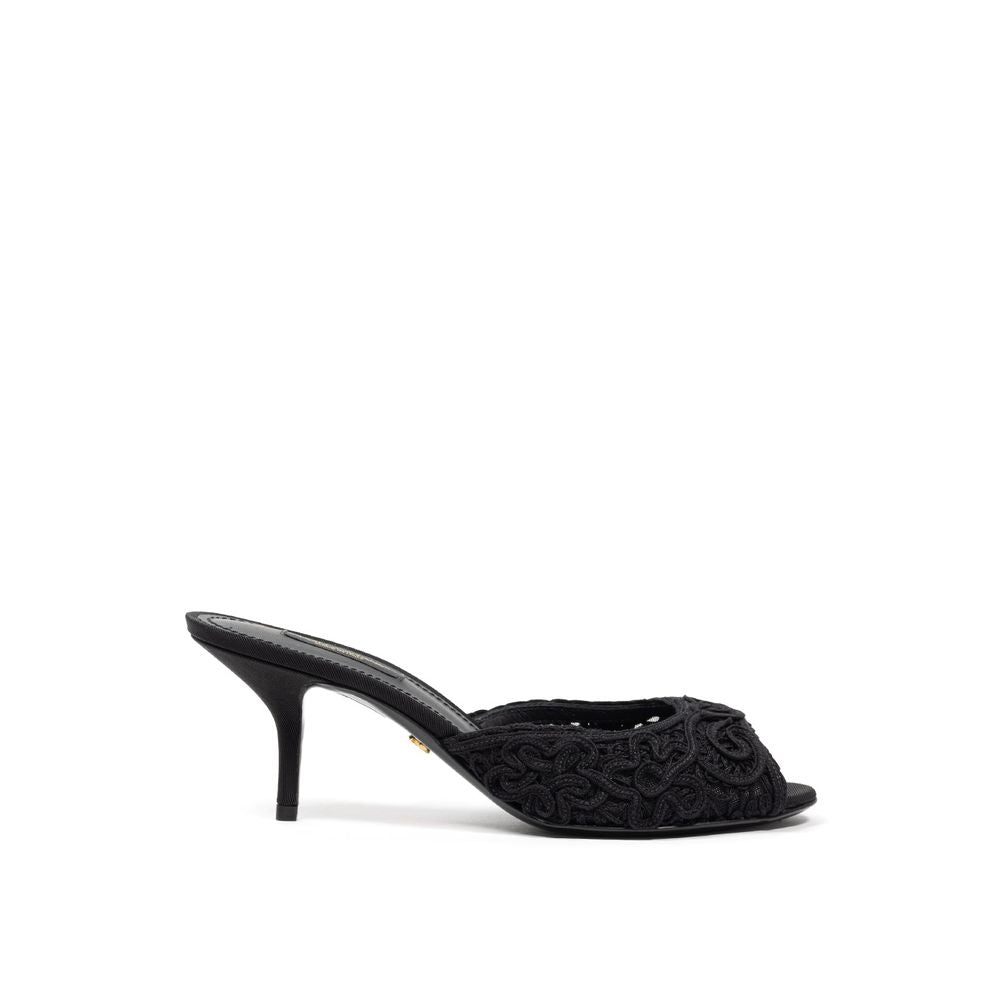 Dolce & Gabbana Black Cotton Sandal - SMARTMARTNZ