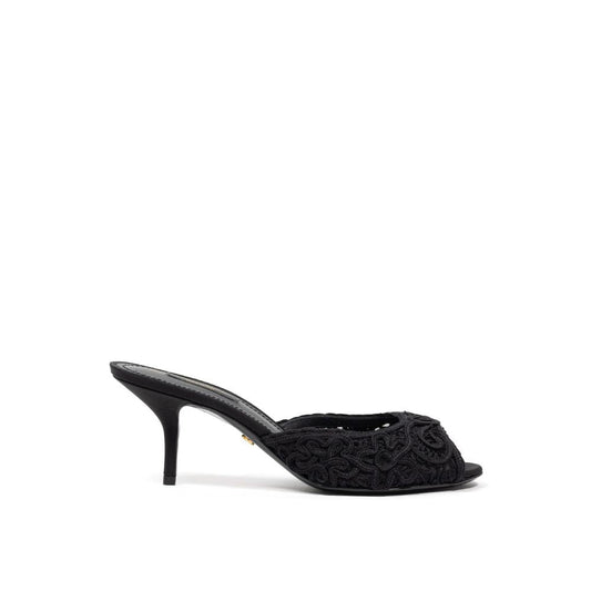 Dolce & Gabbana Black Cotton Sandal - SMARTMARTNZ