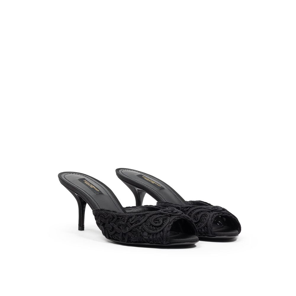 Dolce & Gabbana Black Cotton Sandal - SMARTMARTNZ