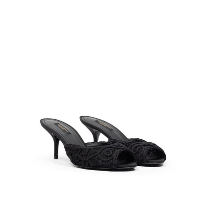 Dolce & Gabbana Black Cotton Sandal - SMARTMARTNZ