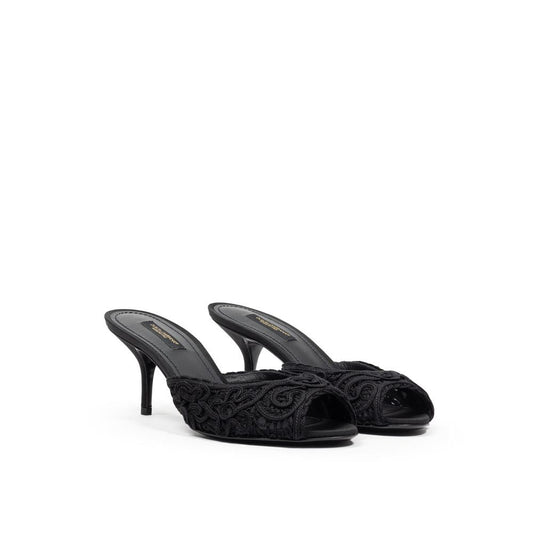 Dolce & Gabbana Black Cotton Sandal - SMARTMARTNZ