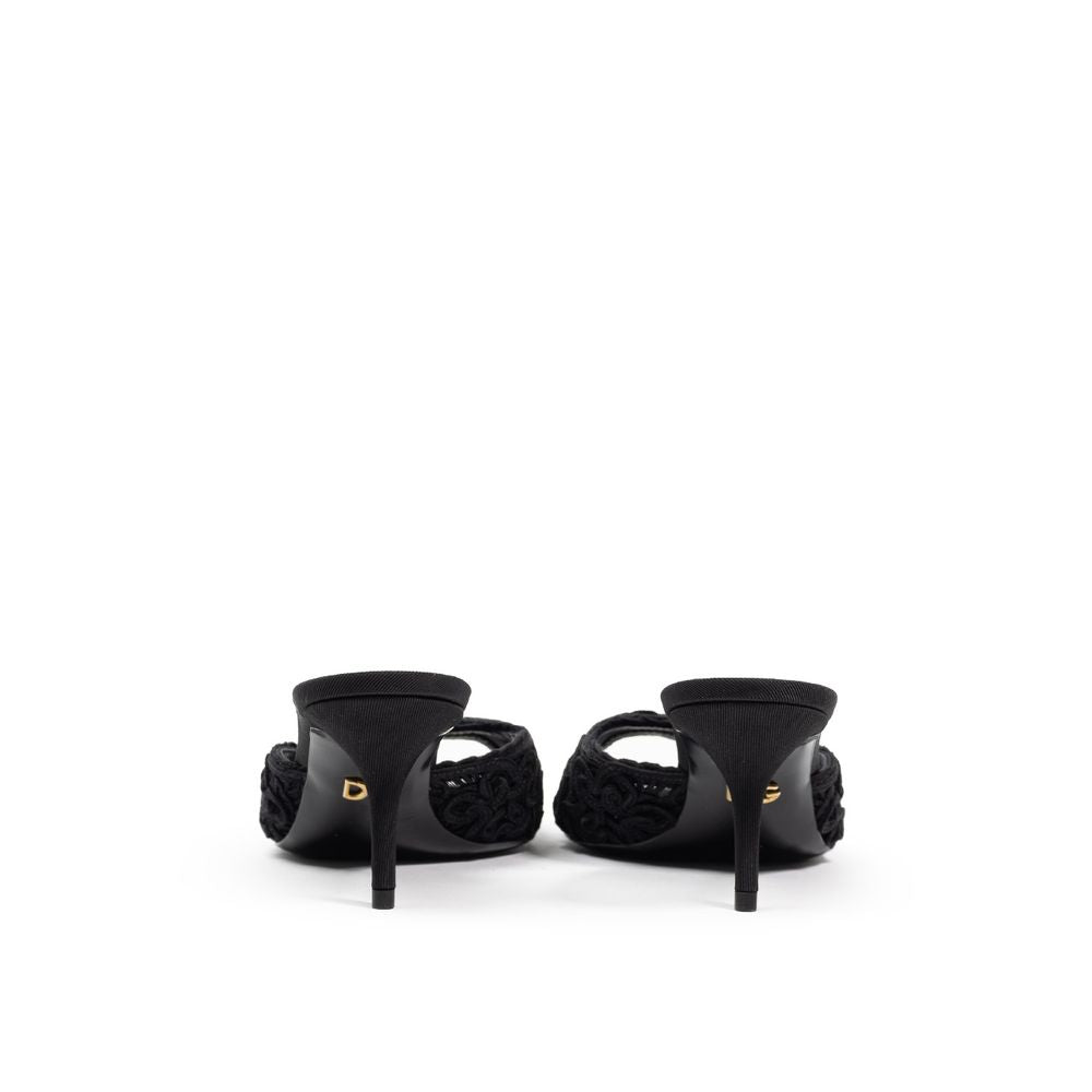 Dolce & Gabbana Black Cotton Sandal - SMARTMARTNZ