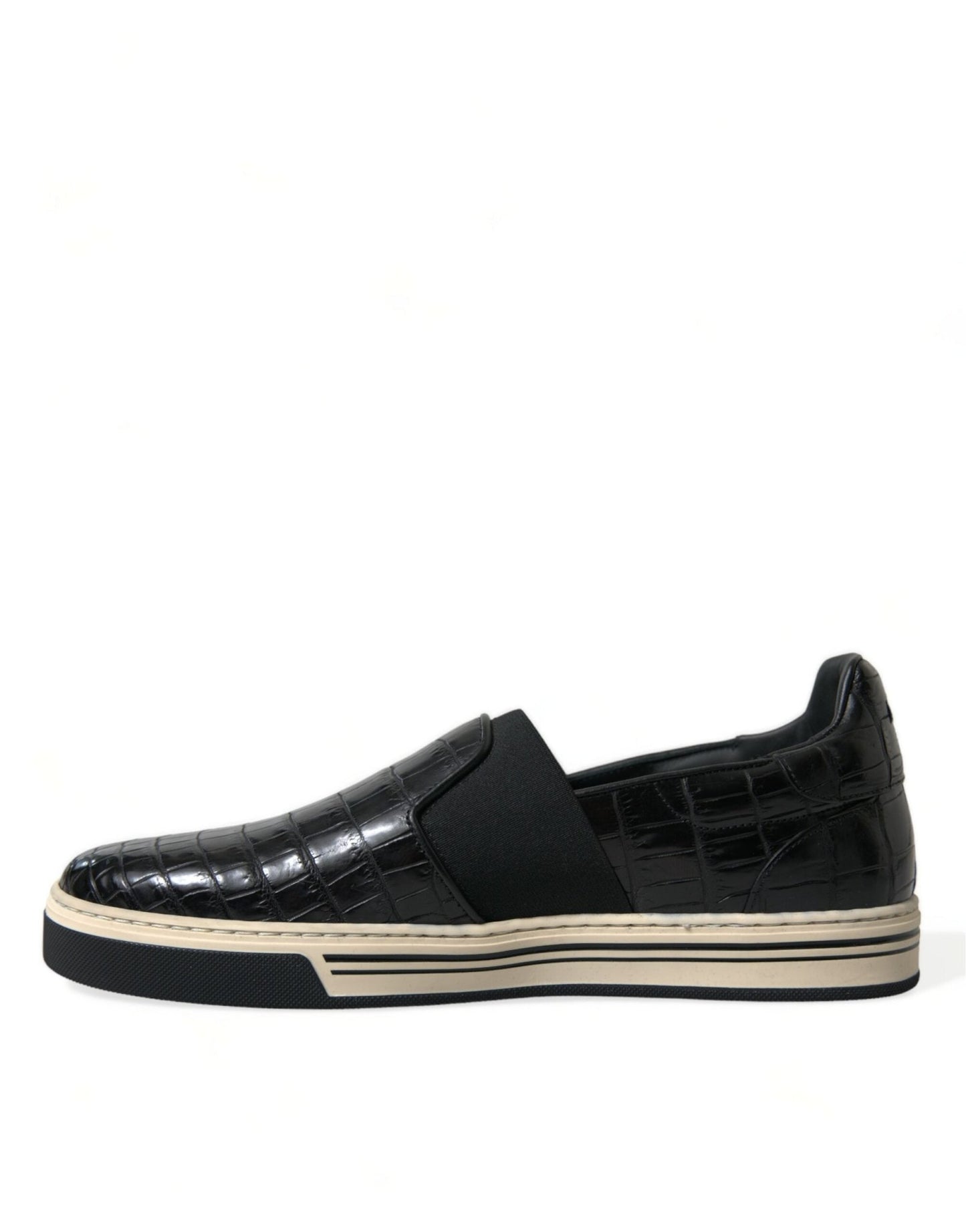 Dolce & Gabbana Black Croc Exotic Leather Sneakers Shoes - SMARTMARTNZ