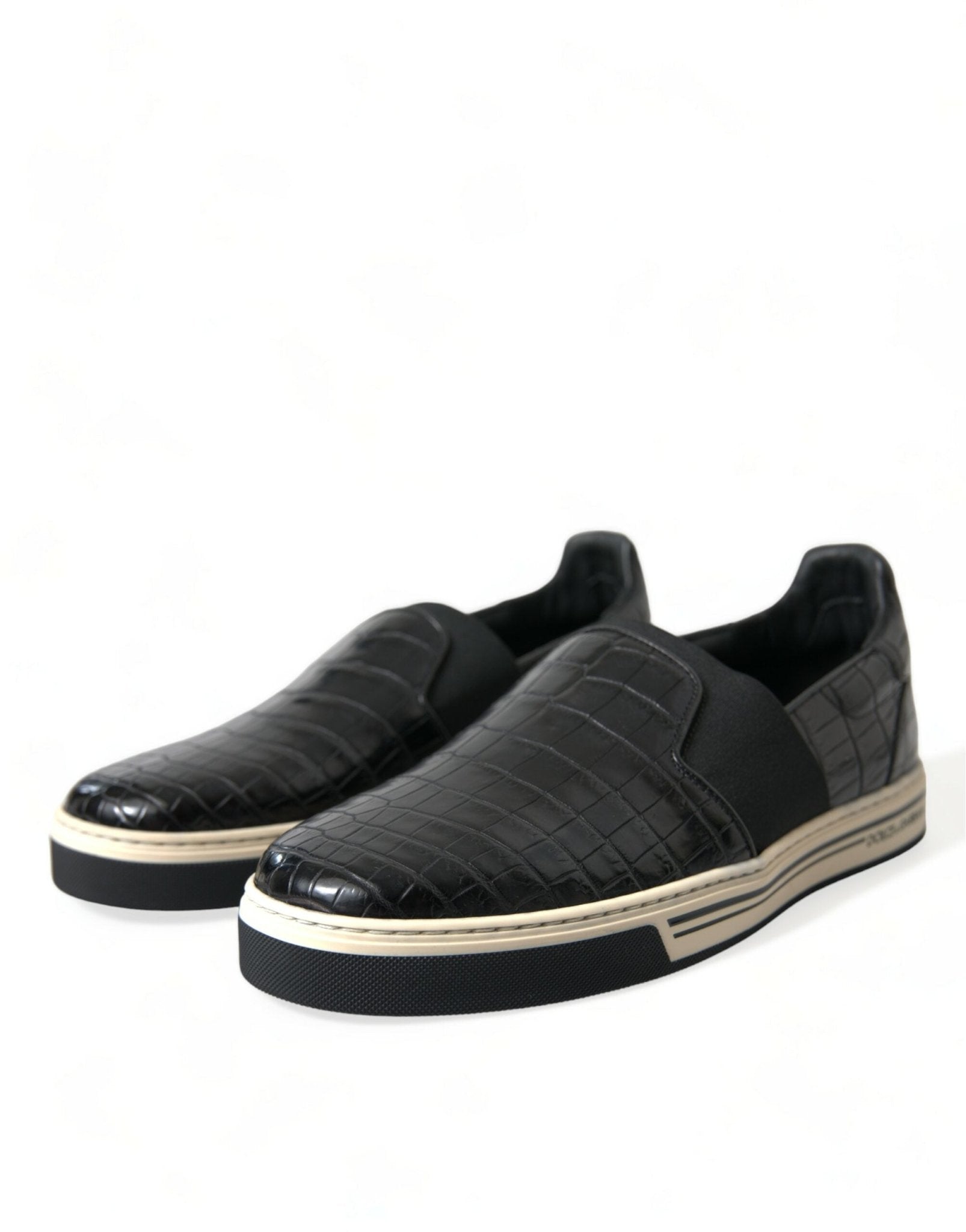 Dolce & Gabbana Black Croc Exotic Leather Sneakers Shoes - SMARTMARTNZ
